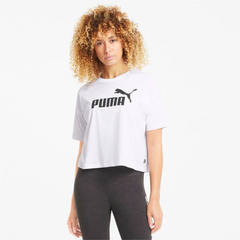 T-shirt crop bianca Puma Essentials Logo, Abbigliamento Sport, SKU a712000075, Immagine 0